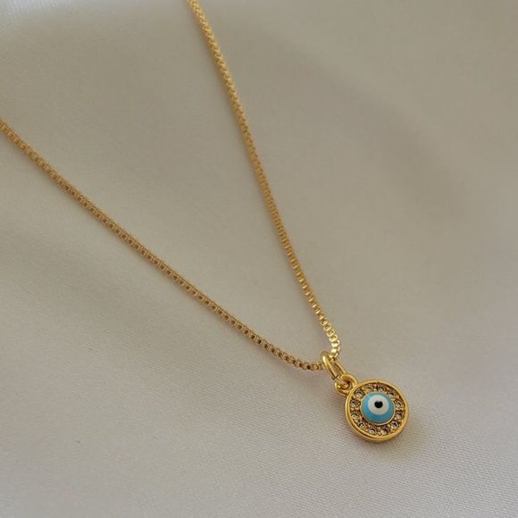Jewelry - Gold Filled Tiny Evil Eye Charm Necklace Evil Eye Necklace Protection Jewelry